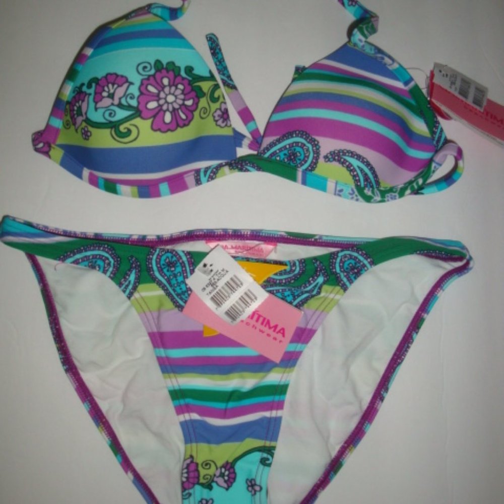 Cia.Maritima 2 Pc Swimsuit Stripe Paisley M 40